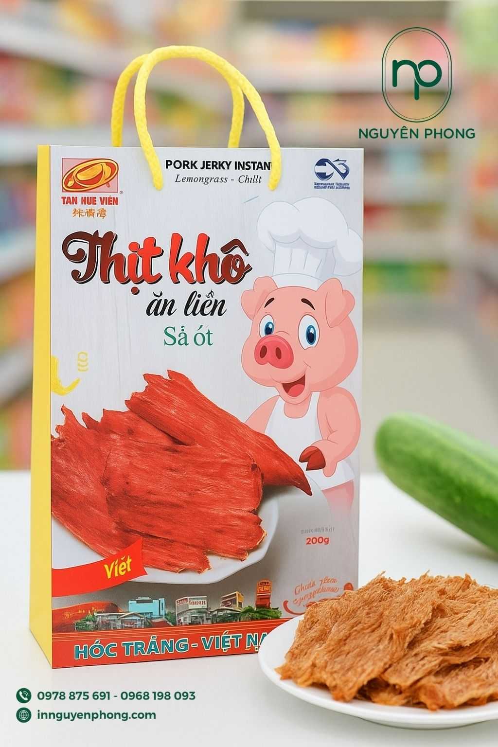 Mẫu túi giấy đựng thịt khô in hình dễ thương
